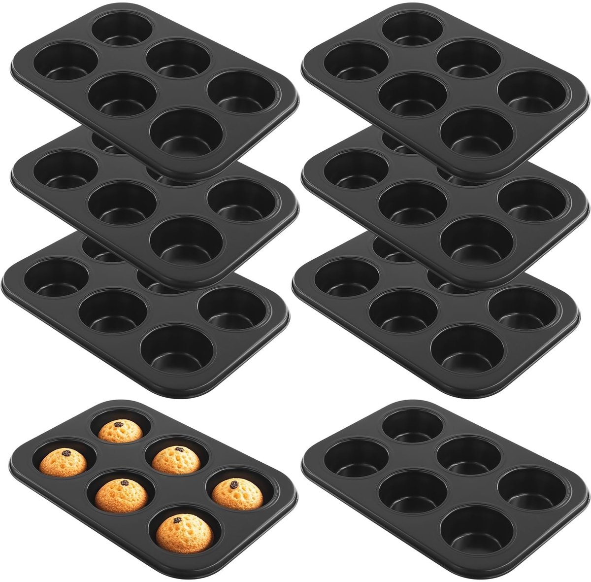 Dailygoods - 8 Stuks Muffin Bakplaten van Koolstofstaal - Cupcakes, Taarten, Brownies