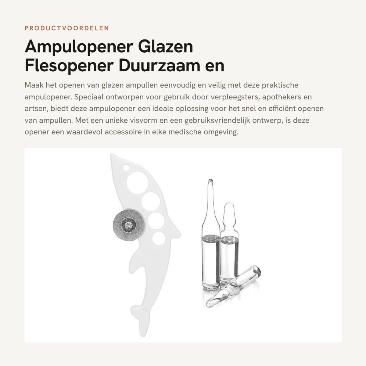 Dailygoods- Ampulopener Hoogwaardig ABS - Ampulbreker - Flesopener - Snijapparaat - Visvorm - 12 cm Lang