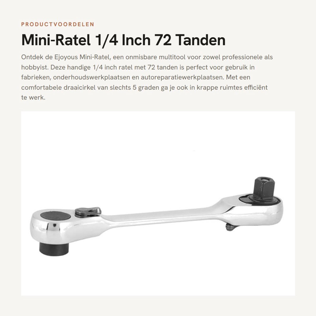 Dailygoods- Ratel 1/4 Inch 72 Tanden - Multitool - Schroevendraaier - Professionele Tool - Antislip Handgreep - Verchroomd Oppervlak