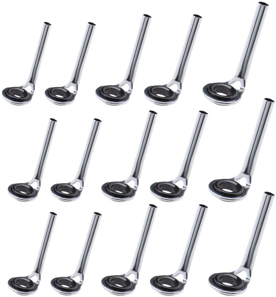Dailygoods- Vislijn 15 Stuks - Hengel Tip Reparatie Kit - Meerdere Maten 1.2x4mm/1.4x4mm/1.6x5mm/1.8mmx5mm/2x6mm - Roestvrij Staal - Duurzaam - Lichtgewicht - Hengelonderdelen