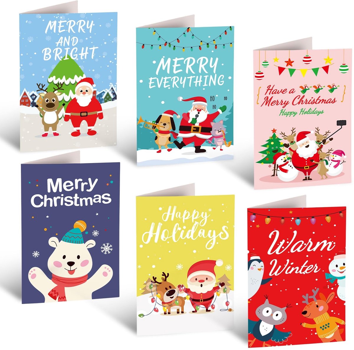 Dailygoods- Kerstkaarten Set 24 Stuks - Diverse Stijlen - Inclusief Enveloppen - 15x10cm - Feestdagen - Papieren Groetkaarten - Wenskaarten