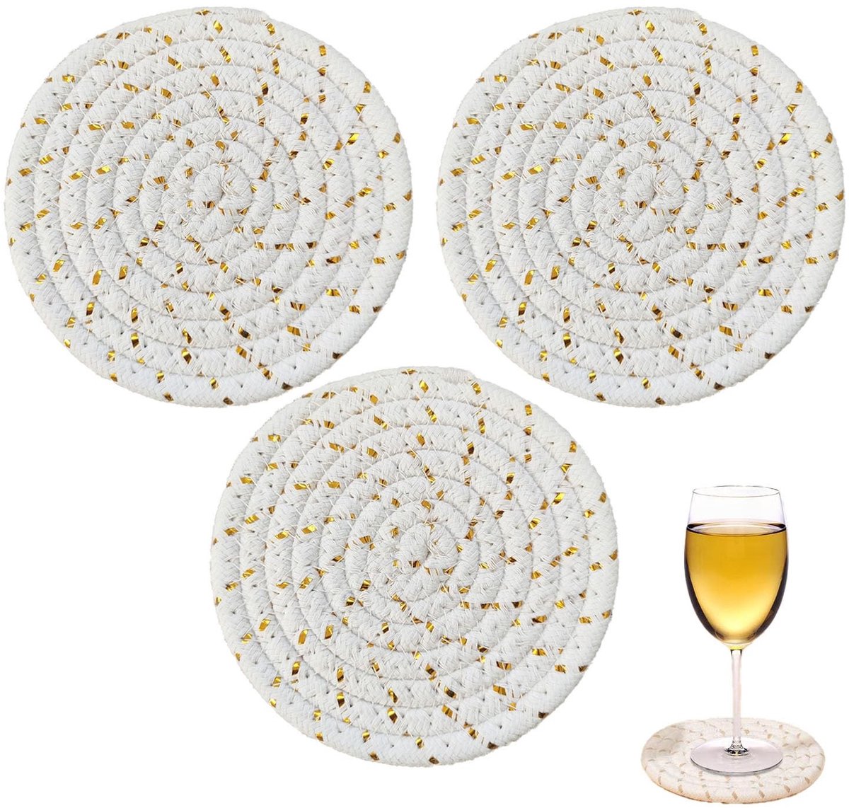 Dailygoods- Onderzetters Super Absorberend - Katoenen Onderzetters - Handgemaakt - Minimalistische Stijl - Geschikt voor Glazen/Kopjes - Duurzaam en Wasbaar - Drankonderzetters