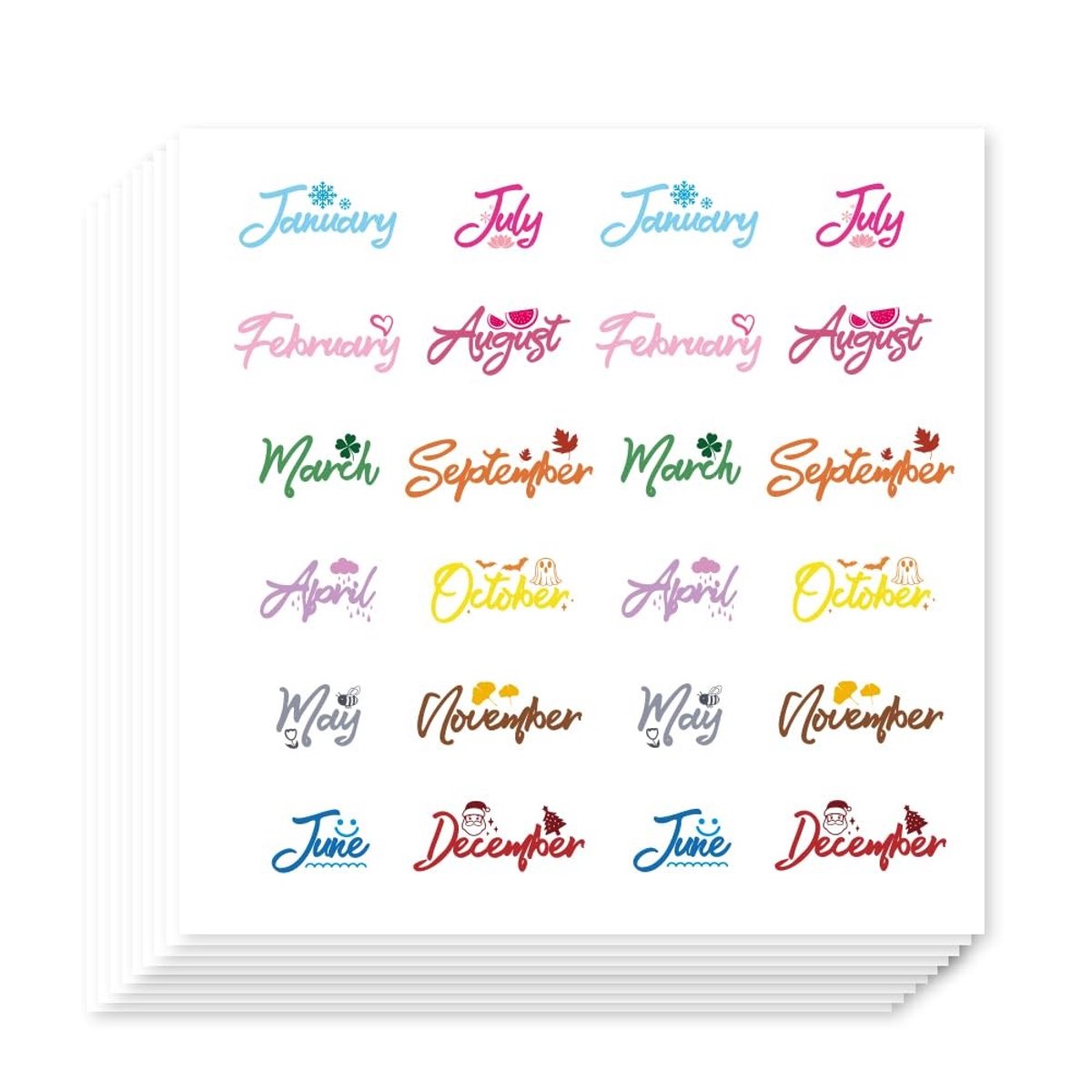 Dailygoods- Planner Stickers 480 Stuks - Zelfklevende Stickers - Thema van de Maand - Decoratie voor Planner/Kalender - Plakboek/Knutselen - 90x90mm