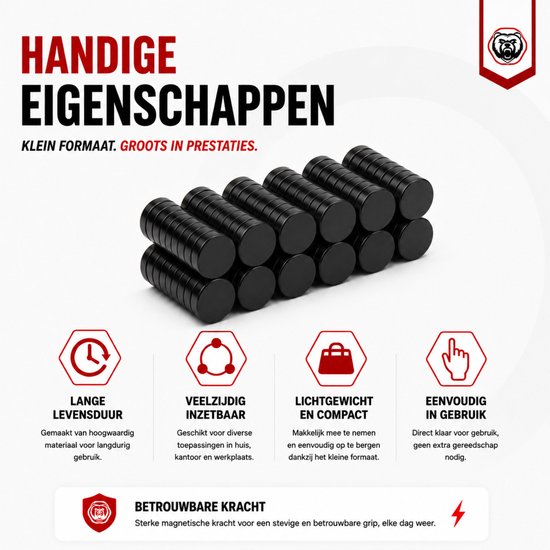 Stapel van zwarte, cilindervormige magneten van 8x2mm.