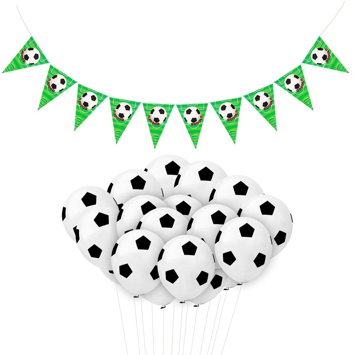 Dailygoods- Voetbalballonnen 25 stuks - Voetbalvlag 1 stuk - Feestballonnen - Verjaardagsdecoraties - Ballondecoraties - Latex materiaal 30,5 cm