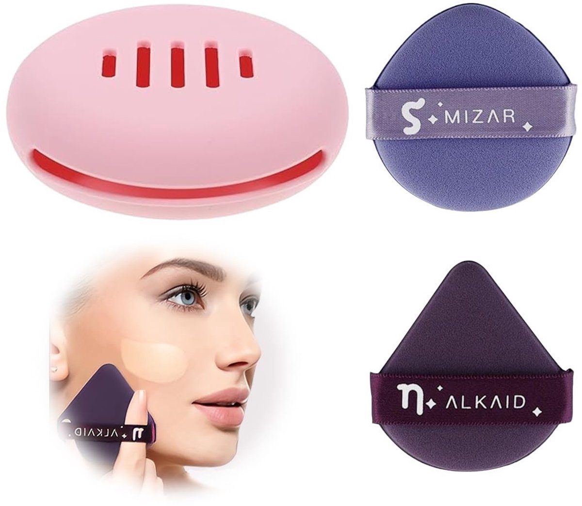 Dailygoods- Make-upsponshouder Schokbestendig - Make-upspons - Reistas - Ademend - Duurzaam - Onbreekbaar Silicone - 7,5 × 7,5 × 2,5 cm - Make-up Organizer