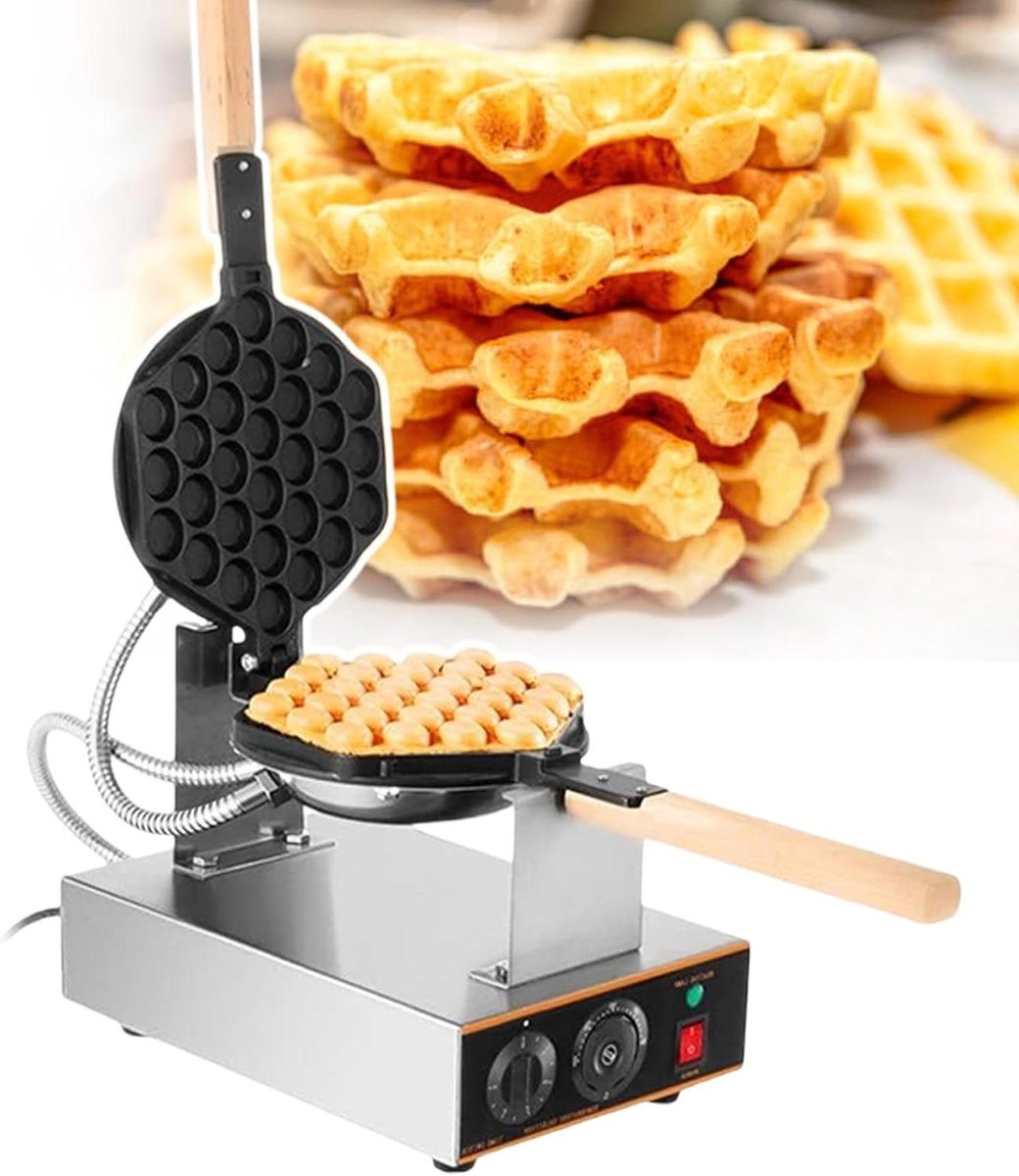 Wafelijzer - Apparaat - Wafels Bakken - 180° Rotatie - 22x33cm - Zilver