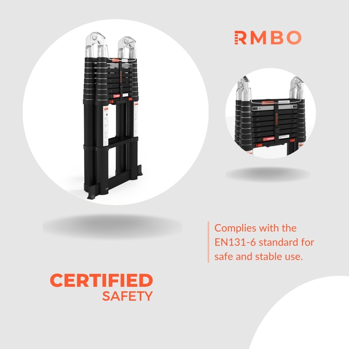 RMBO Multifunctionele Telescopische Ladder 6,2 m- Telescoopladder - 6,2m lang, Compact en Draagbaar met Soft Closing Systeem - Geschikt voor Particulier en Professioneel Gebruik - Telescopische Vouwladder- Max. Belasting 150 kg, EN 131.6 – foto 3