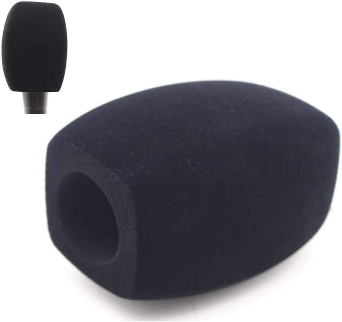 Flock Schuim Windscreens voor Handmicrofoons - Ideaal voor TV Interviews, Geluidsisolatie en Bescherming (Vierkant, Zwart)