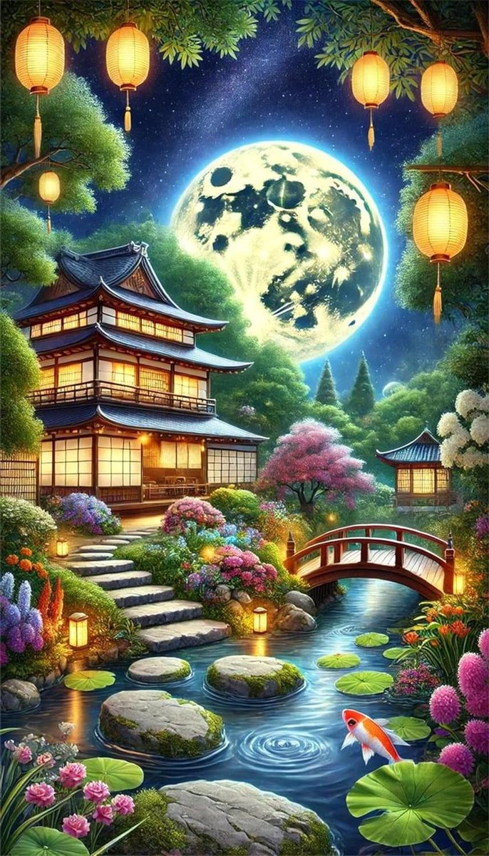 Puzzel 300 stukjes - Educatief spel - Ontspanning thuis - Inclusief poster - 38 x 26 cm - Japanse maan