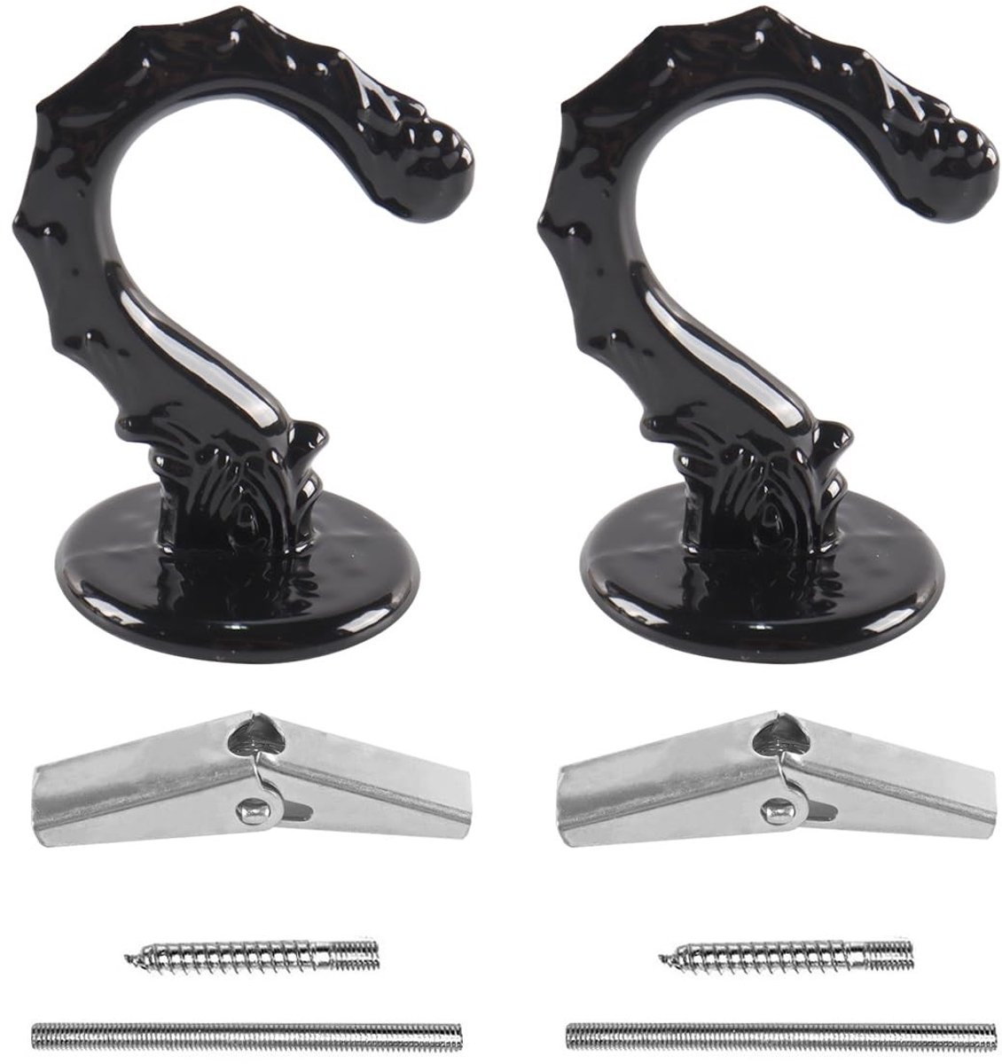 Dailygoods - Set van 2 Zwarte Plafondhaken voor Decoratie