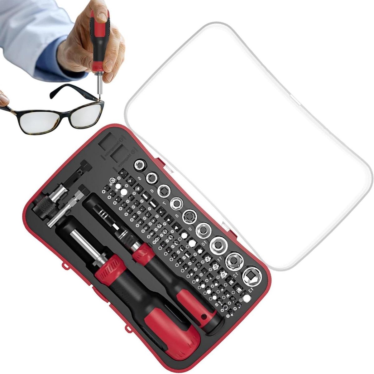 Ratelschroevendraaierset - Multi-bit Kit - Thuis Repareren - 77 Delige Set - 22 cm Lengte - Veelkleurig