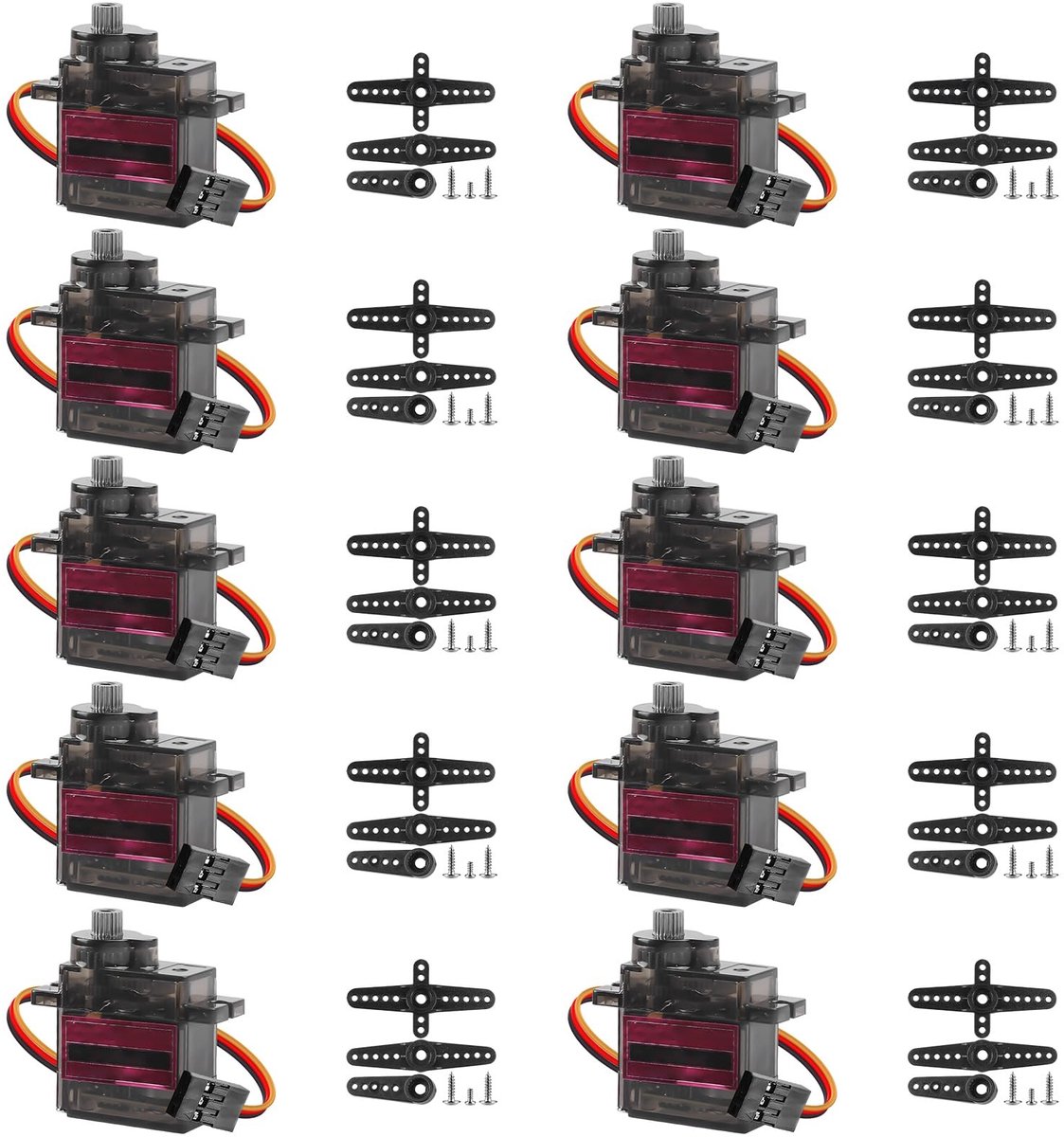 Dailygoods- Servomotor 10 Stuks - Metalen Tandwielen - Microservomotor - 180 Graden Regelbare Hoek - Lichtgewicht - Compatibel met Arduino - Servo