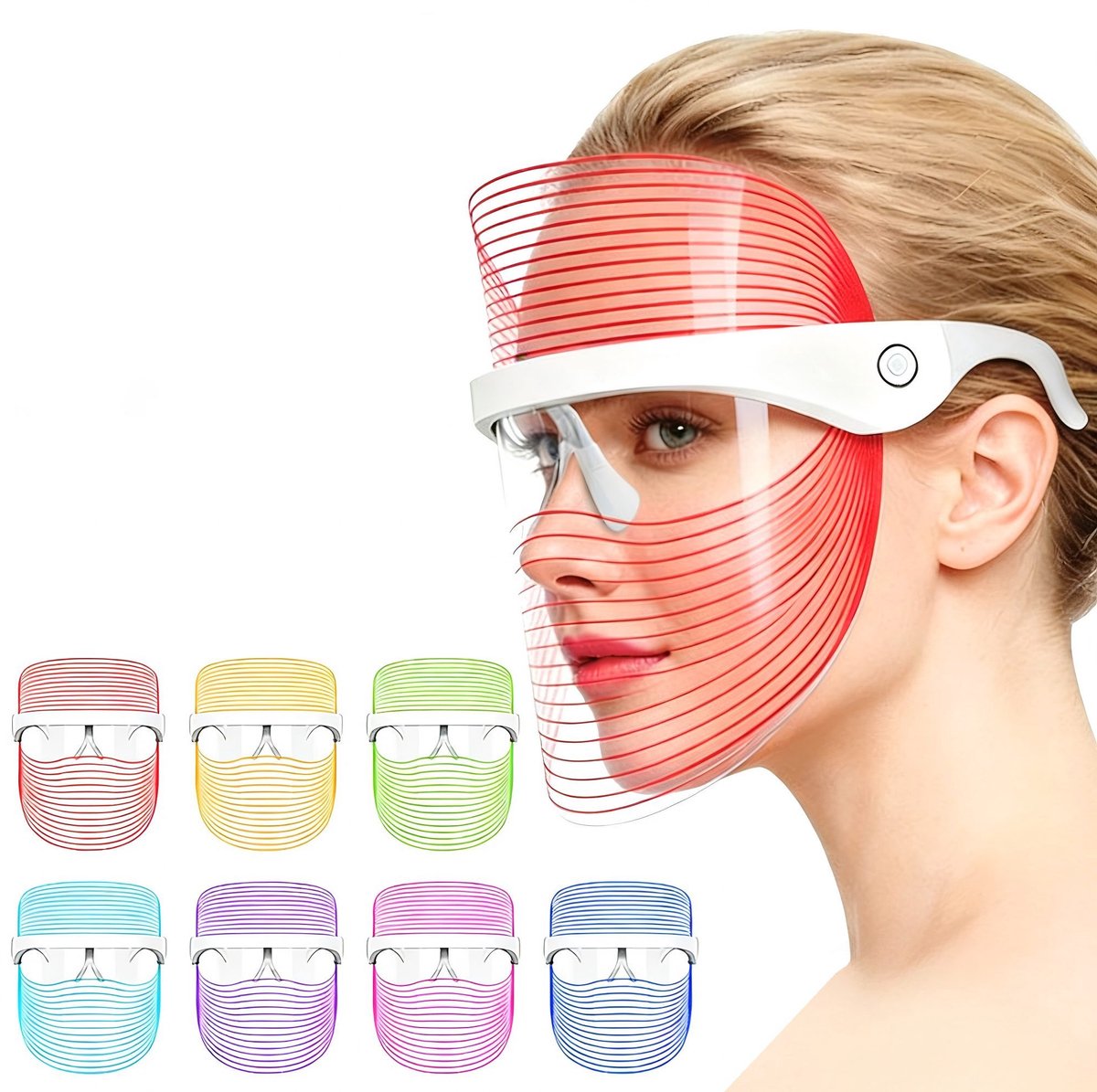 LED-gezichtsmasker 7 kleuren – Draadloos – Lichttherapie thuis – Anti-aging – Acne – Herstellend – USB-oplaadbaar – Lichtgewicht – Cadeauverpakking
