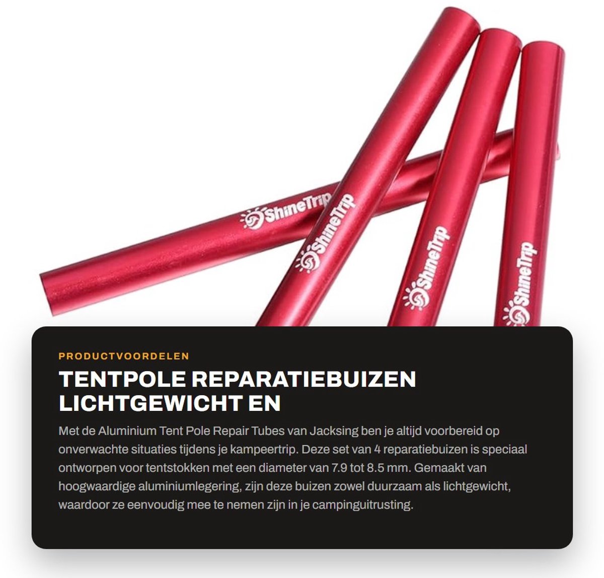 Dailygoods- Tentpole Reparatiebuis 4 Stuks - Aluminium Legering - Lichtgewicht - Duurzaam - Corrosiebestendig - Voor Diameter 7,9-8,5mm - Tentstok
