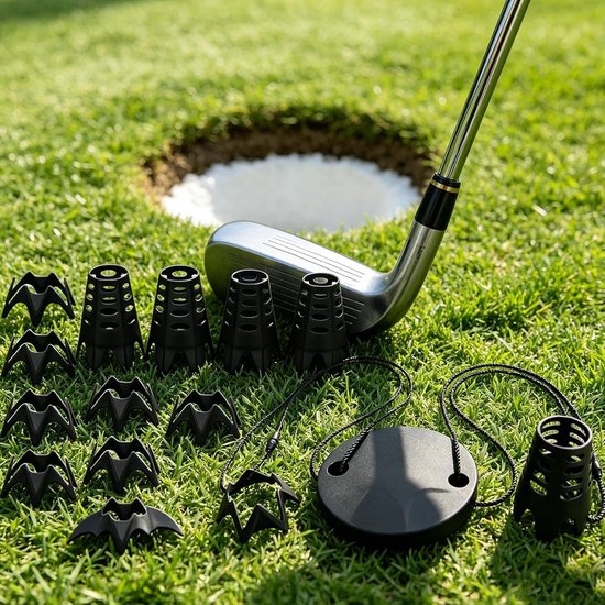 Golf Tees Set - Golf Trainingsaccessoires - Golf Swing Oefenen - Stabiele Balplaatsing - 12 Stuks - Zwart van GOLF — afbeelding 2