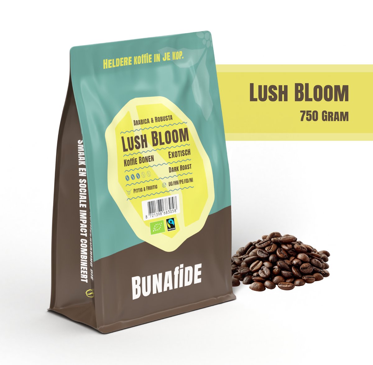 Bunafide - Lush Bloom - Dark Roast - Arabica & Robusta - Biologische Koffiebonen - 750 gram