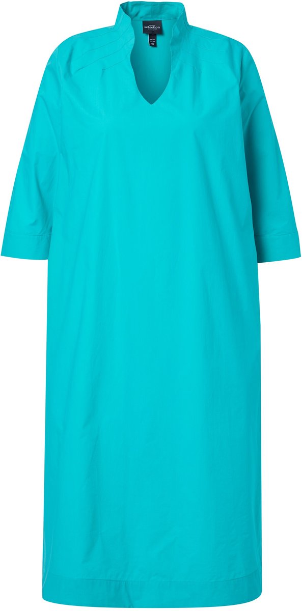 Ulla Popken Dames - Midi-jurken - Cyaan - Maat 50+