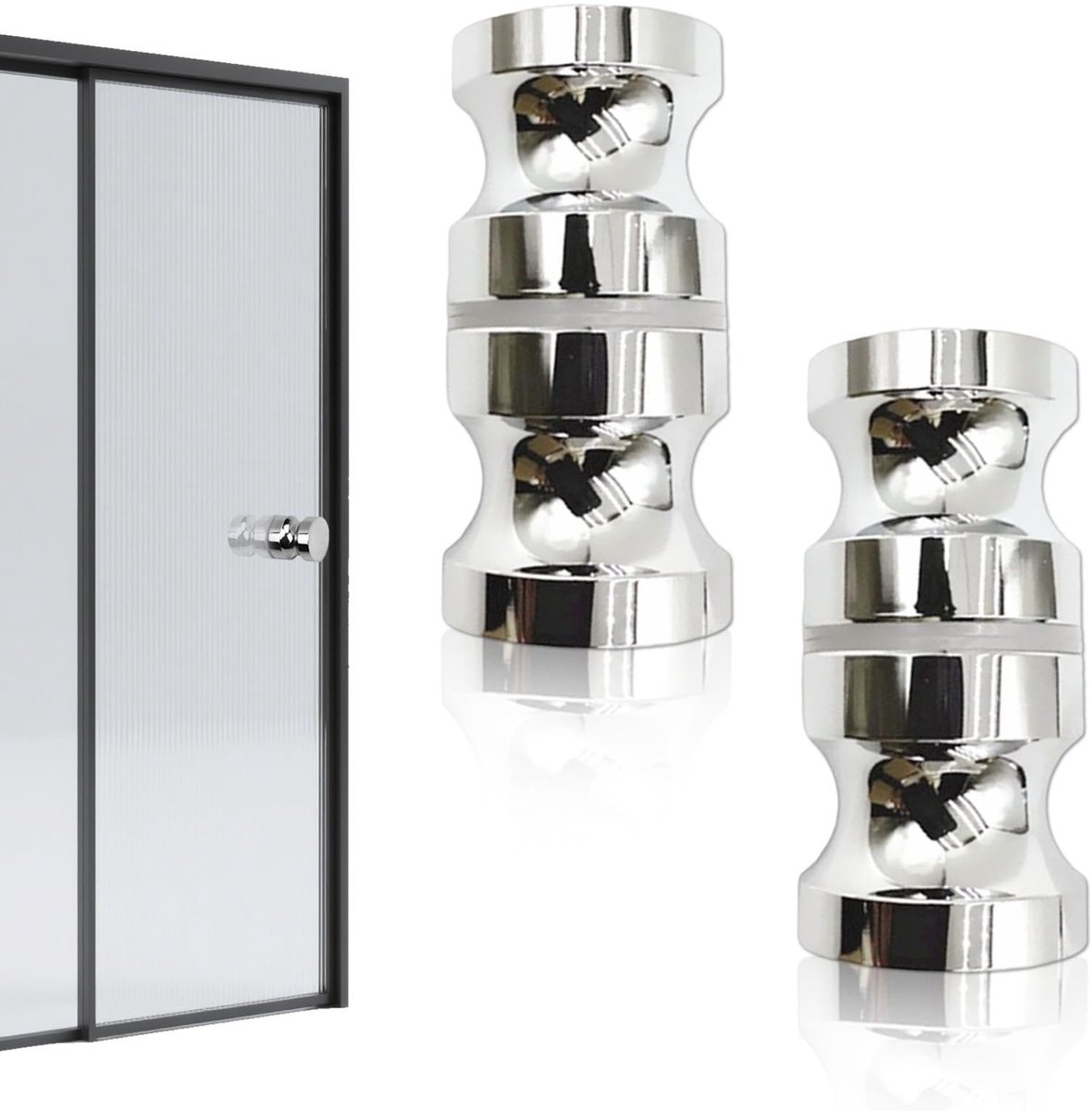 Dailygoods- Douchedeurknop Set van 2 - Aluminium - Handgreep - Deurknop - Rubber Afdichting - Eenvoudige Installatie - 62x30mm - Deurgreep