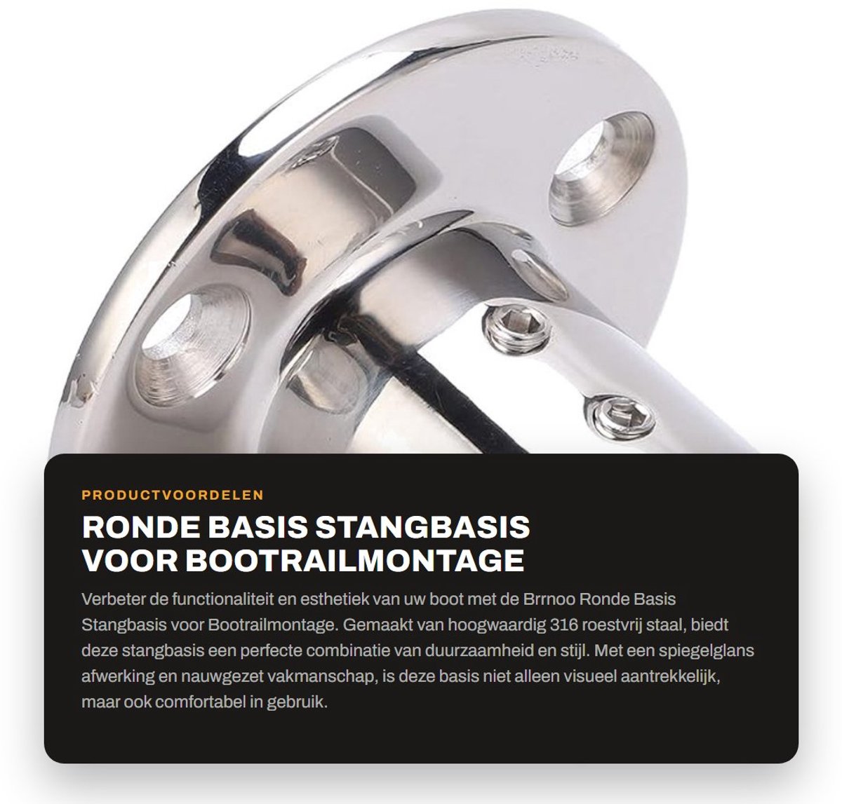 Dailygoods- Stangbasis Ronde Voet - Bootrailmontage 316 Roestvrij Staal - Maritieme Hardware - Geschikt voor 25 Mm Buis - Uitstekend Vakmanschap - Veelzijdig Gebruik - Bootleuning