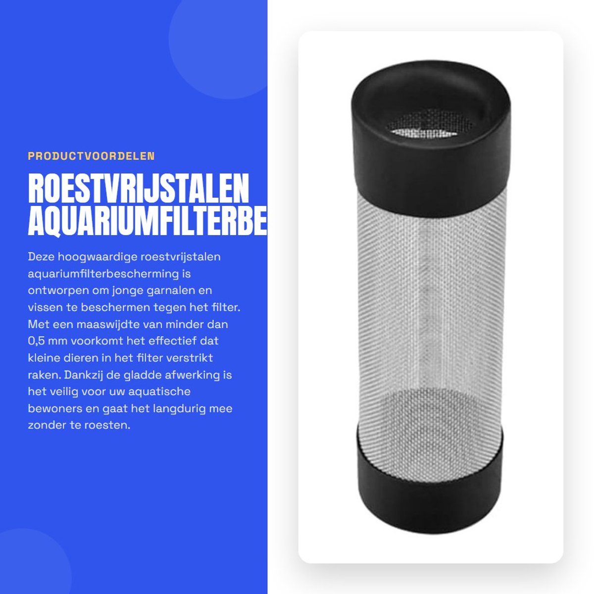 Dailygoods- Aquariumfilterbescherming Roestvrijstalen Gaas - Filtermedia-afdekking - Zoetwater/Zeewater - Binnendiameter 12/18 mm - Langdurig Gebruik - Bescherming voor Vissen/Garnalen - Filtergaas