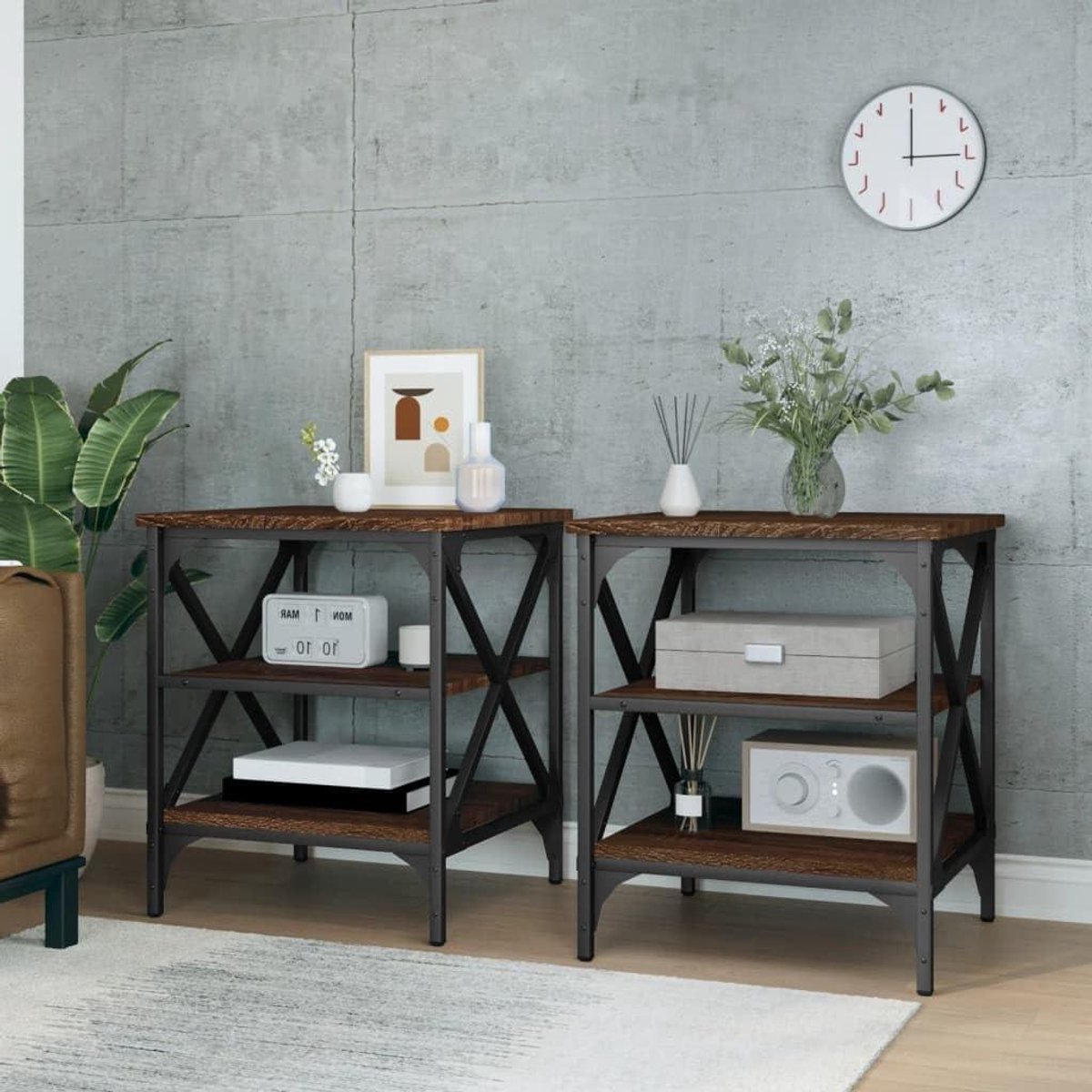 Bijzettafels Set - Kleine Tafels - Woonkamer Inrichten - Industrieel Design - 40x42x50 cm