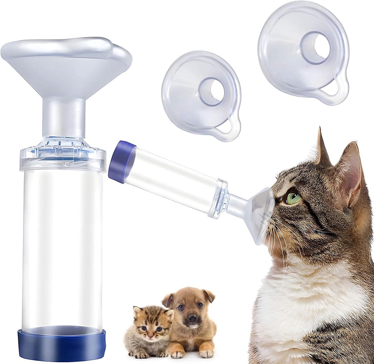 Inhalator voor huisdieren - afstandhouder met 2 siliconen maskers - comfortabele medicijnafgifte - ShopVlot