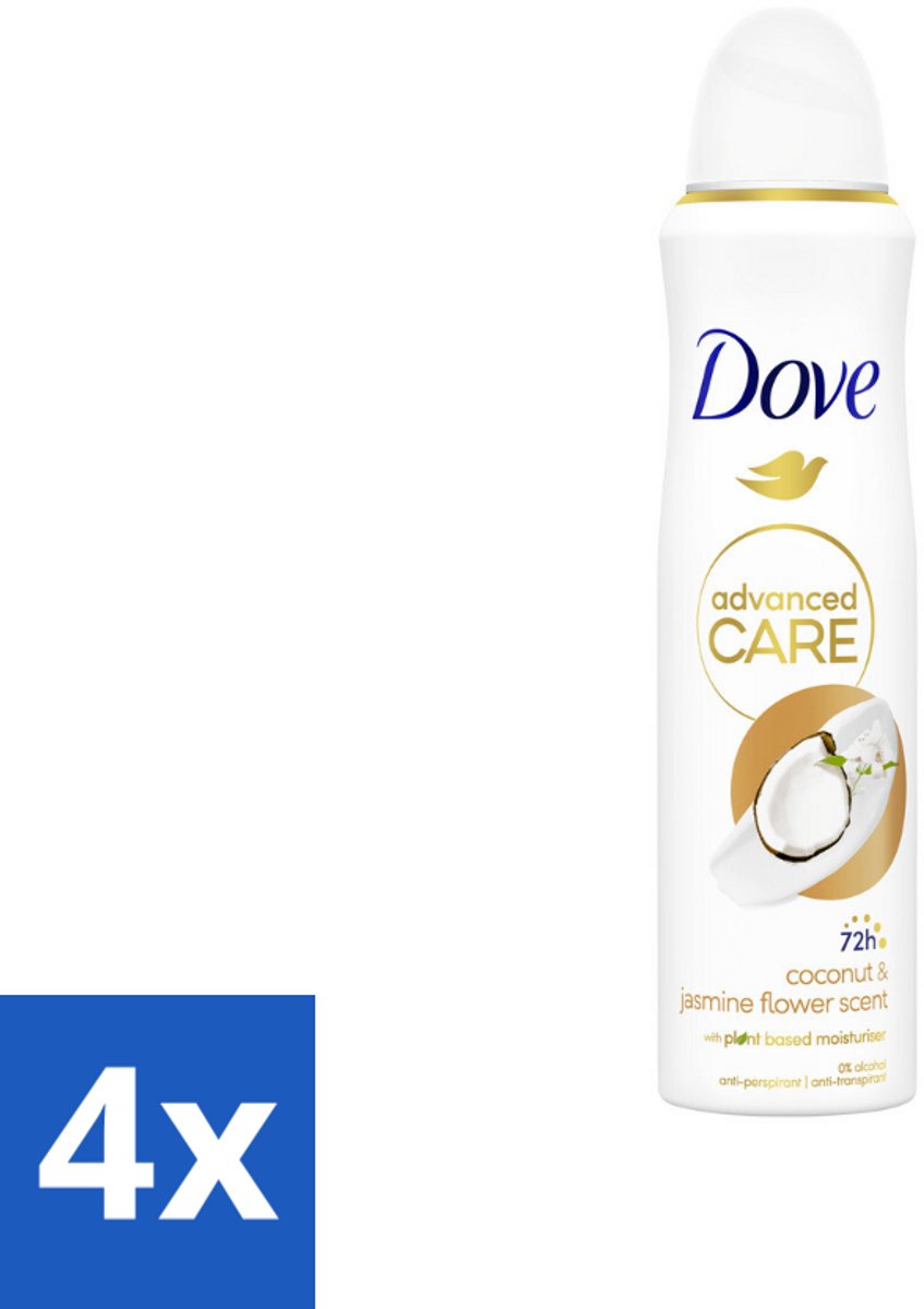 Dove Deodorant Spray - Advanced Care - Kokos & Jasmijnbloem - 150 ml - Voordeelverpakking - 4 stuks