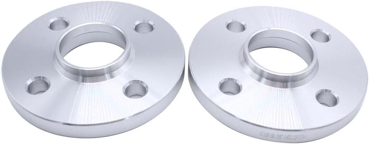 Afstandsschijven 15 mm dik - naafgecentreerd - breed 4 x 100 - verhoogt bandafstand en uiterlijk - Luxento
