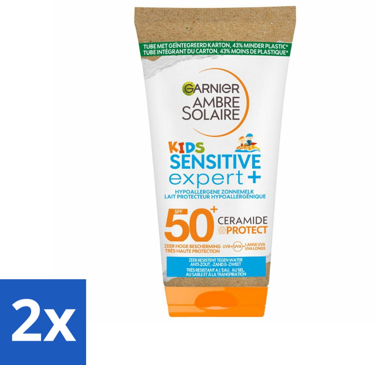 Garnier - Ambre Solaire - Zonnemelk - Kids - SPF 50+ - Reisformaat - 50 ml - Voordeelverpakking - 2 stuks