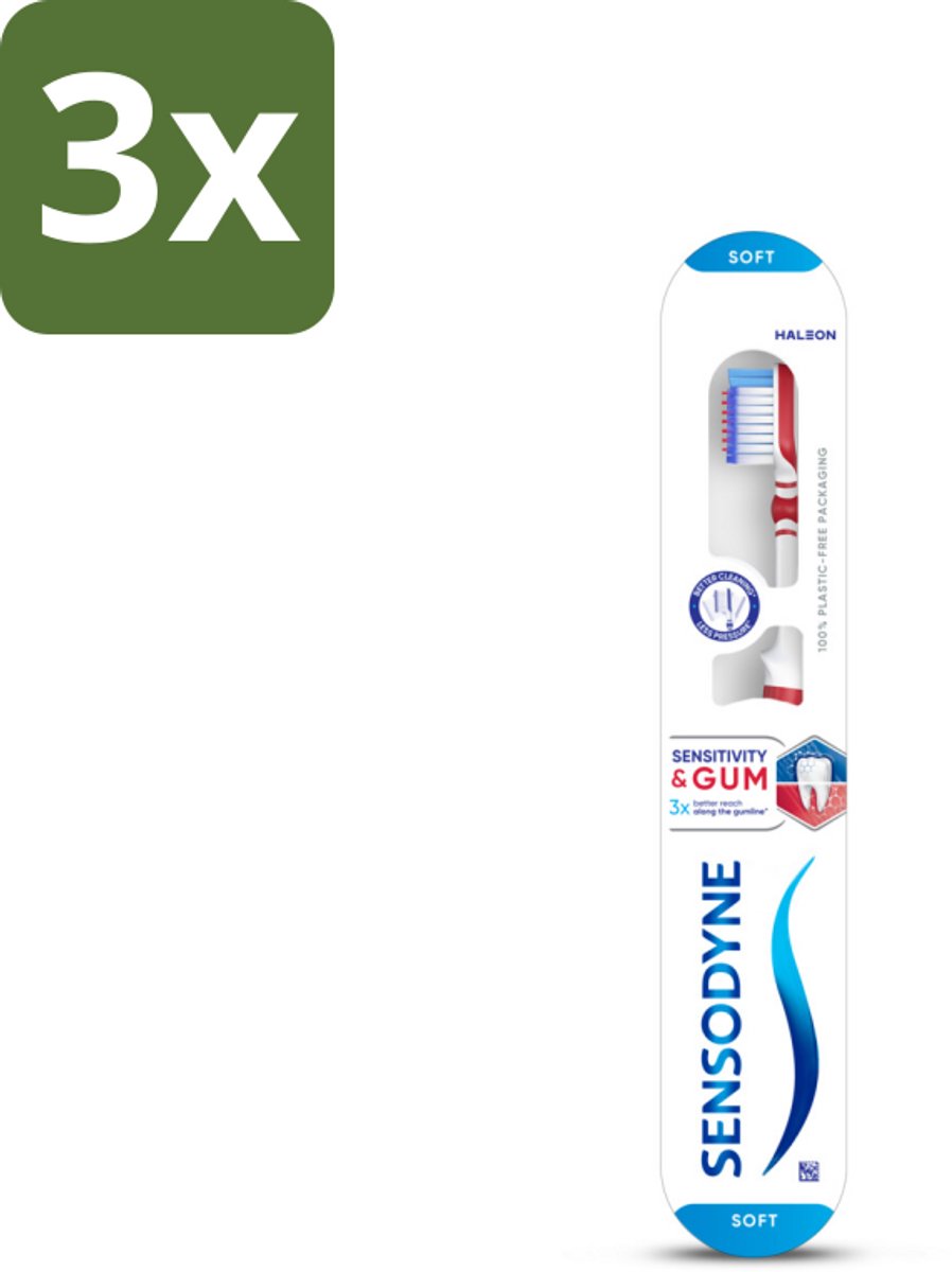 Sensodyne - Tandenborstel - Gevoeligheid & Tandvlees - Tandvlees Versterkend - 1 tandenborstel - Bulkverpakking - 3 stuks