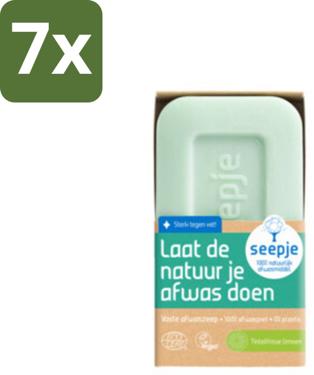 Seepje - Afwaszeep - Handgemaakt & Biologisch - Tintelfrisse Limoen Geur - 120 gr - Bulkverpakking - 7 stuks