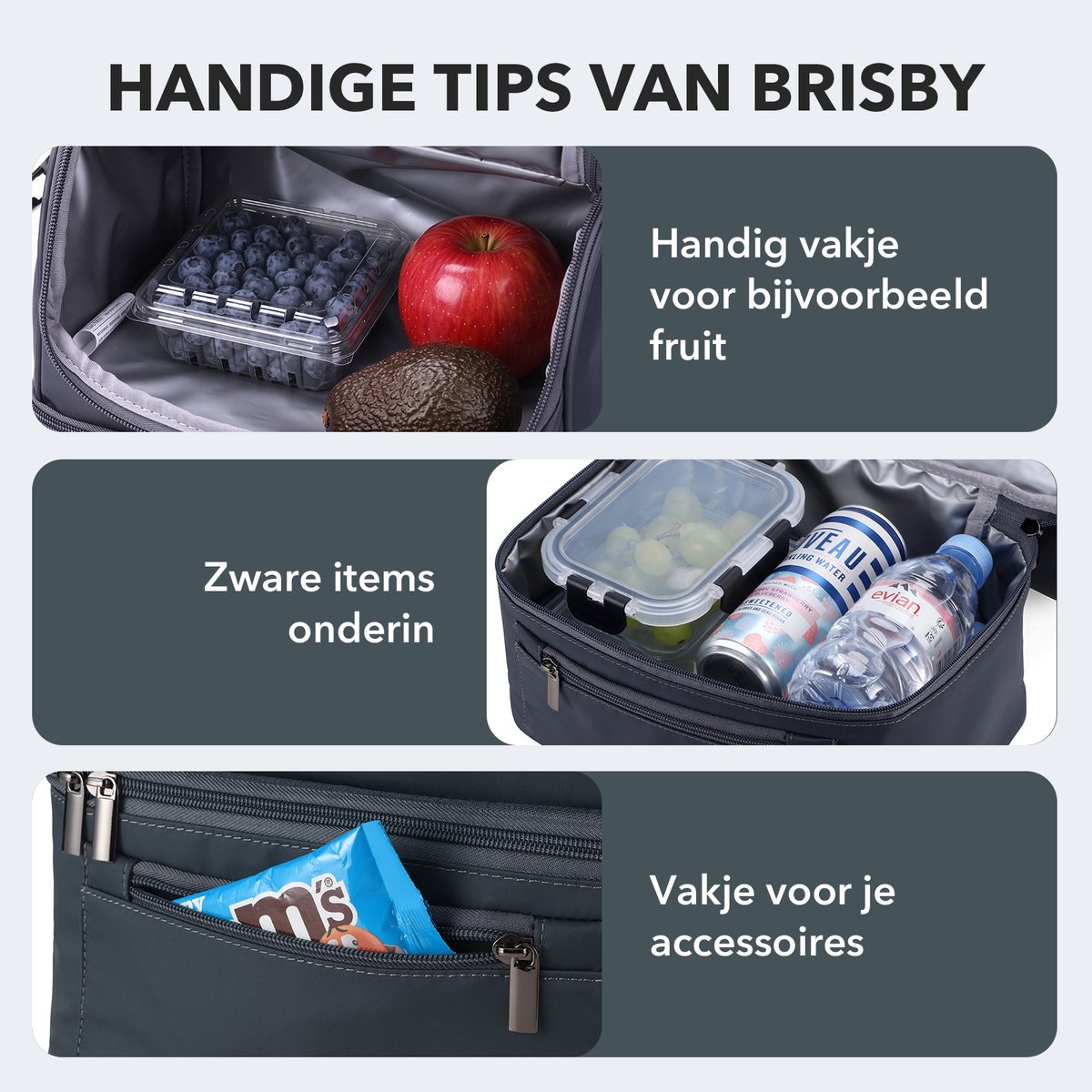 Brisby Kolftas 11 Liter – Koeltas voor Moedermelk & Borstkolf – 2 Geïsoleerde Vakken – Inclusief 2 Koelelementen – Tot 10 Uur Koel - Urban Blue — cadeau in Cadeau-ideeën - foto 5