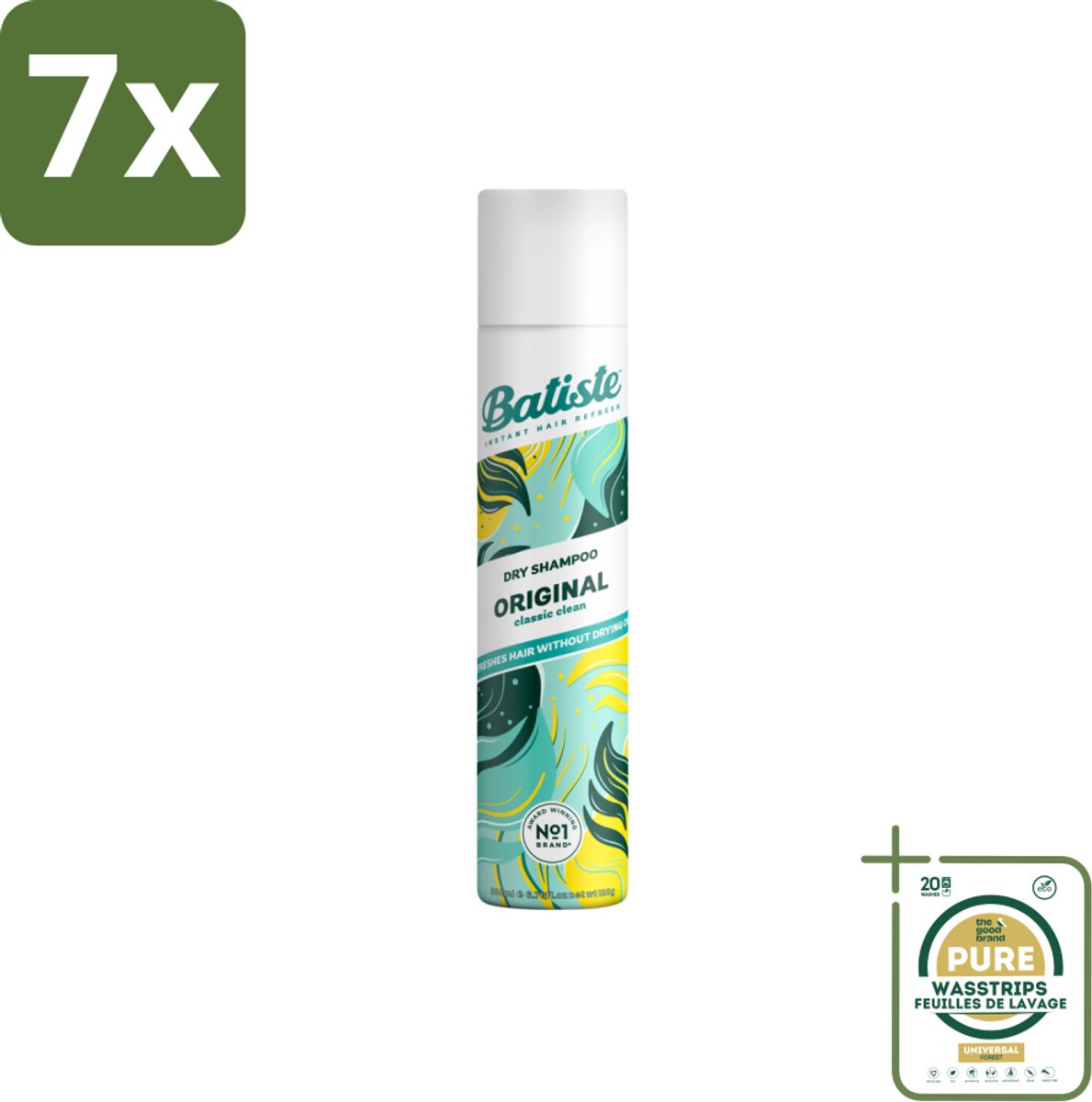 7 x Batiste - Original - Droogshampoo - Klassieke Frisse Geur - Geeft Volume en Textuur - 200ml - Grootverpakking - Droogshampoo - Vet Haar - Volume - Fris Haar - Haarkleur