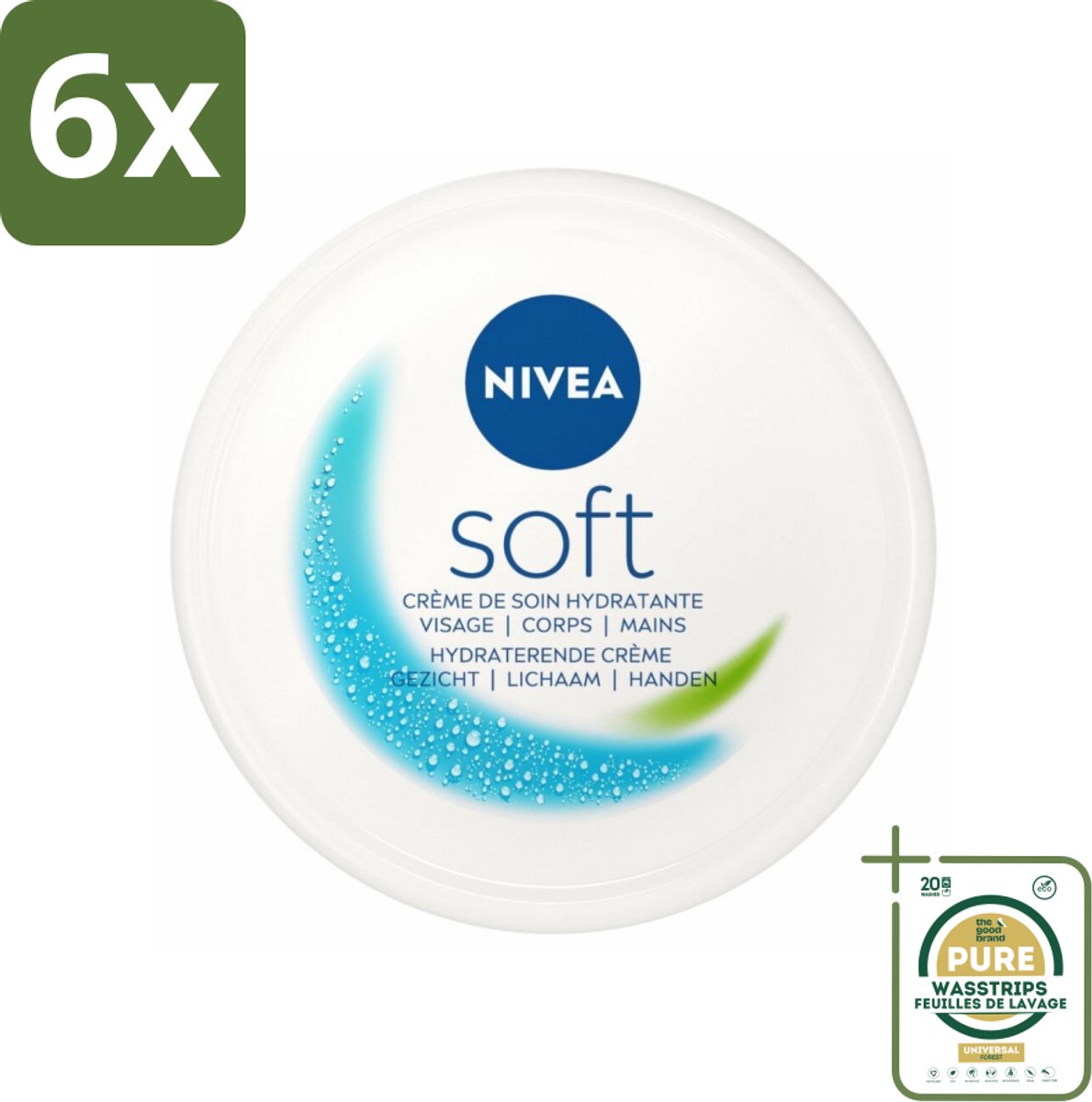 NIVEA - Crème - Zachte Pot - Hydraterend - Gezicht, Lichaam, Handen - 200 ml - Voordeelverpakking - 6 stuks - Gezichtscrème - Lijfcrème