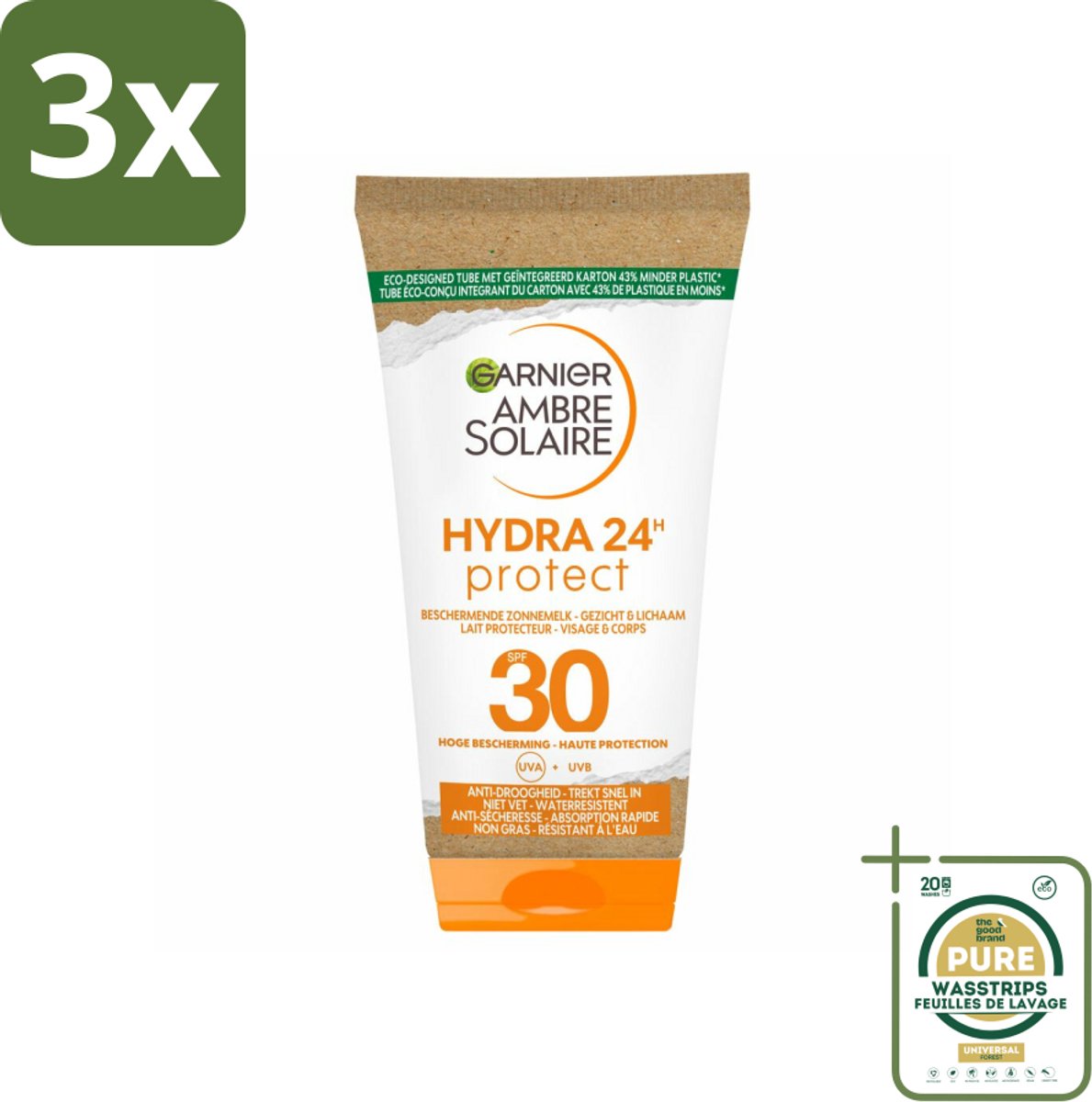 3 x Garnier - Ambre Solaire - Zonnebrandmelk - SPF 30 - Reisformaat - Gezicht & Lichaam - 50 ml - Grootverpakking - Zonbescherming - Zonnebrandmelk - SPF 30 - Gezicht En Lichaam - Reisformaat