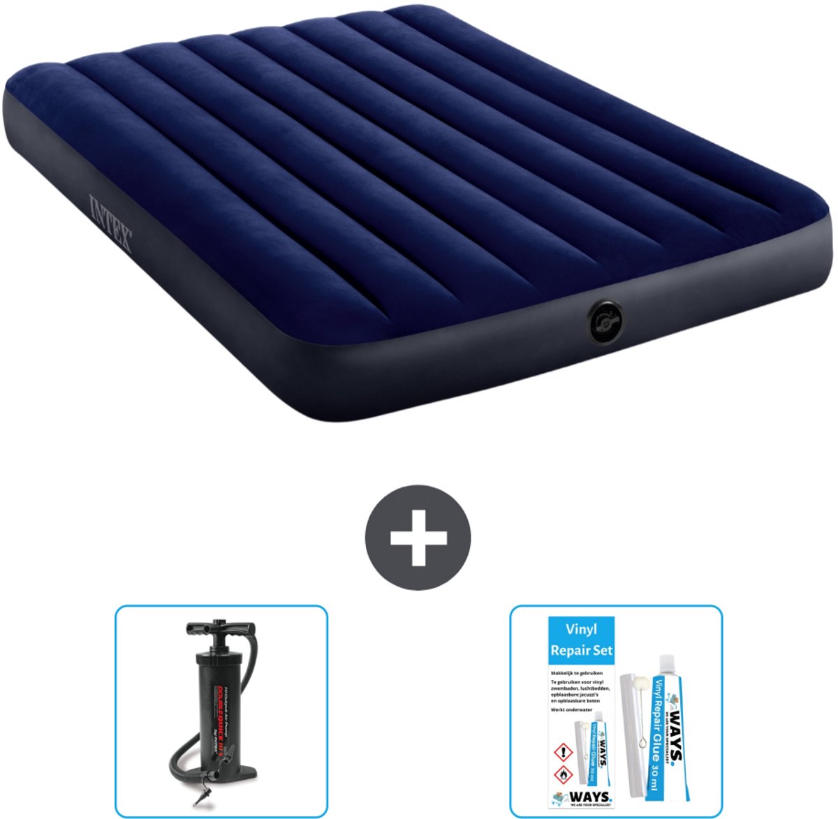 Intex Luchtbed - Twijfelaar - 137 x 191 x 25 cm - Blauw - Inclusief Accessoires CB13