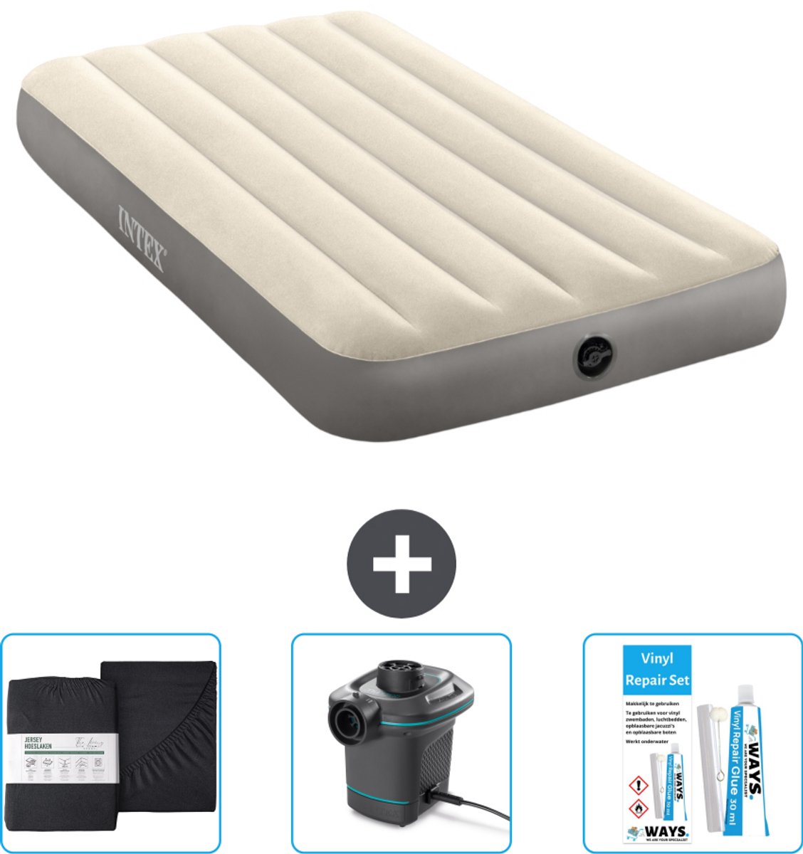 Intex Luchtbed - 1-Persoons - 99 x 191 x 25 cm - Beige - Inclusief Accessoires CB8