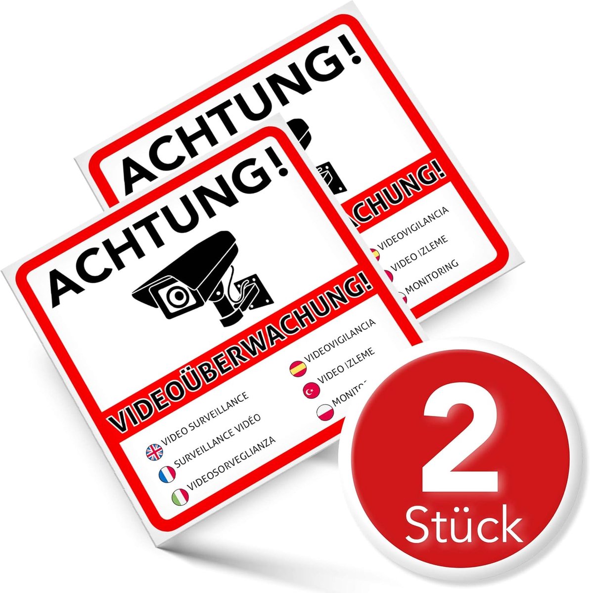 2 stuks Let op videobewaking premium stickers – bord – sticker - ShopVlot