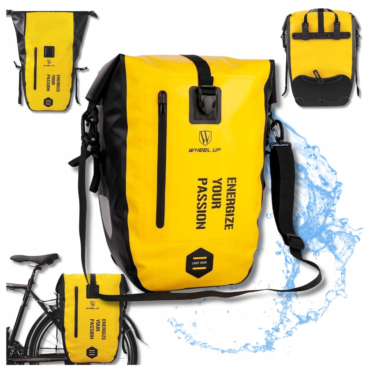 Waterdichte Fietstas voor Bagagedrager - 26L - Geel