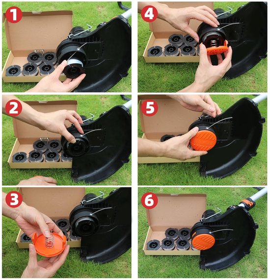 Trimmer Spoelen Set - Grasmaaier Onderdelen - Tuinonderhoud - 6 Stuks Inclusief - A6481 A6485 - Zwart van Merkloos	 — afbeelding 2