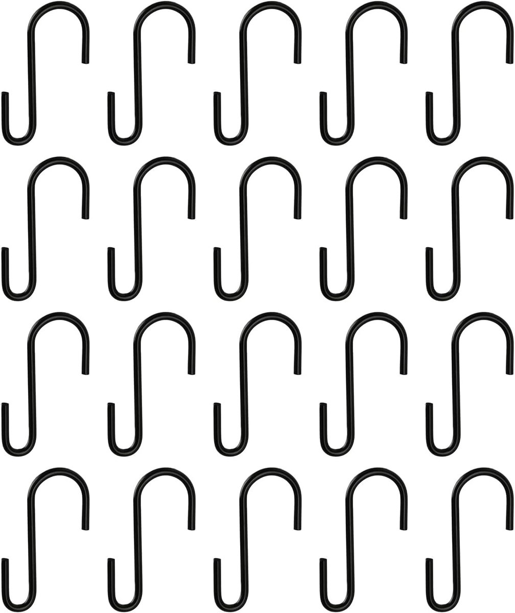 20 Pcs Black S Shaped Hooks for Hanging, Small S-Shaped Stainless Steel Kitchen Hooks for Kitchen, Bathroom, Bedroom - ShopVlot