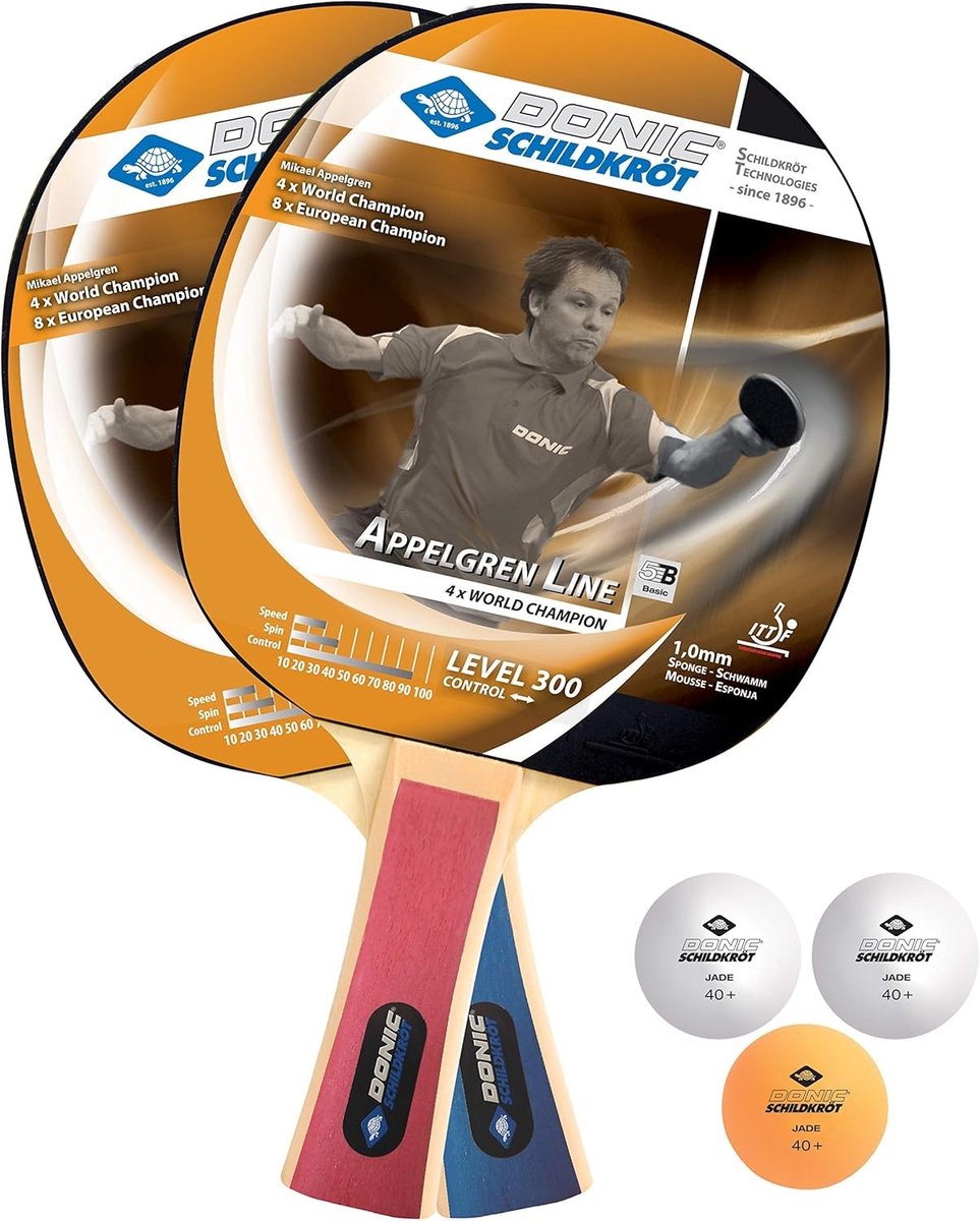 Tafeltennisnetje voor elke tafel - Tafeltennisset - Maat M - 1,0 mm Spons Batjes met 3 Ballen - Recreatief Spel voor 2 Spelers