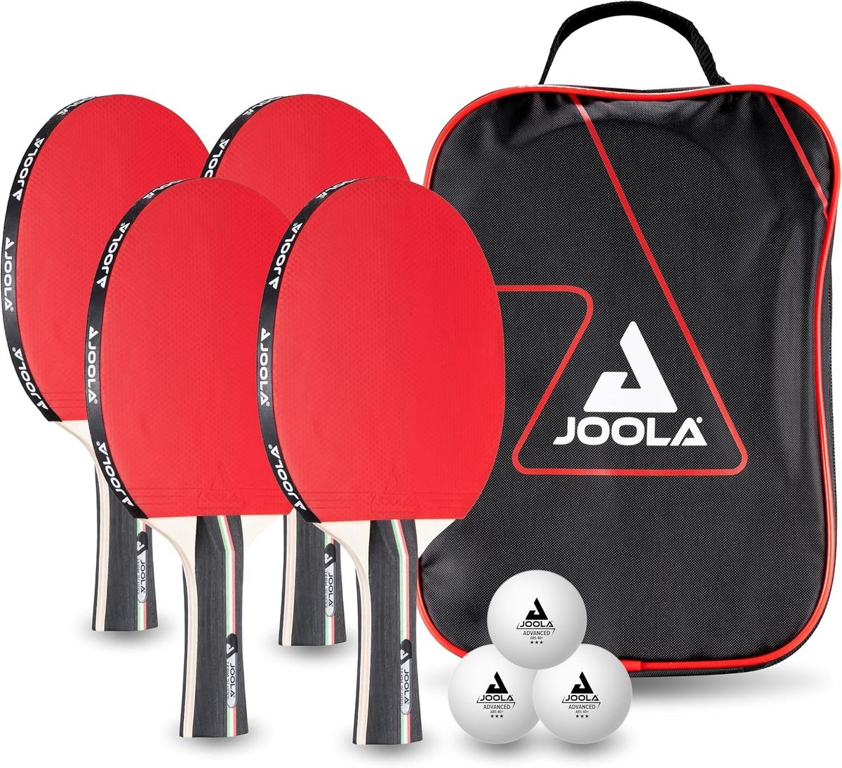 Tafeltennisnetje voor elke tafel - Rood - Compleet tafeltennisset met 2 batjes en 3 ballen - Voor recreatief gebruik
