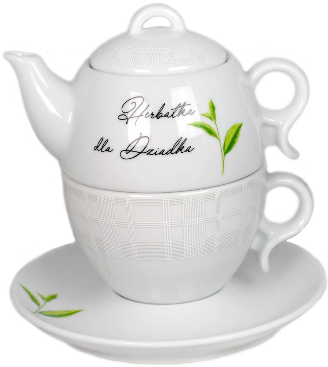 Merkloos Porseleinen Theeservies: Mok, Theepot & Schotel