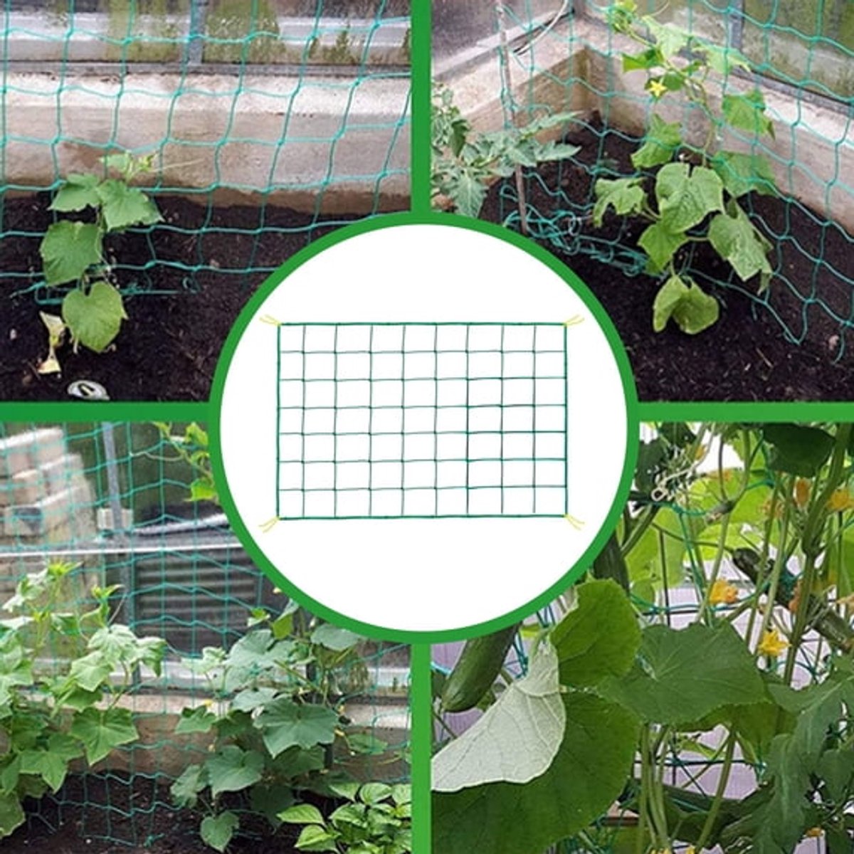 Ulisem - Klimplanten Net - Hoogwaardig Nylon Steunnet Voor Komkommers, Tomaten, Groenten, Fruit En Lathyrus, Wit, Flexibel Op Maat Te Snijden, Eenvoudig Te Installeren, Veilig Voor Kinderen En Dieren, Verticaal En Horizontaal Tuingebruik - 0.9*1.8M