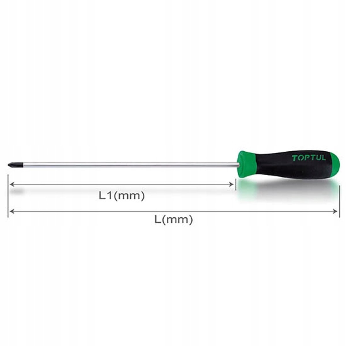 2x TOPTUL PH2 Schroevendraaier 400mm met Magneet - Professioneel Gereedschap