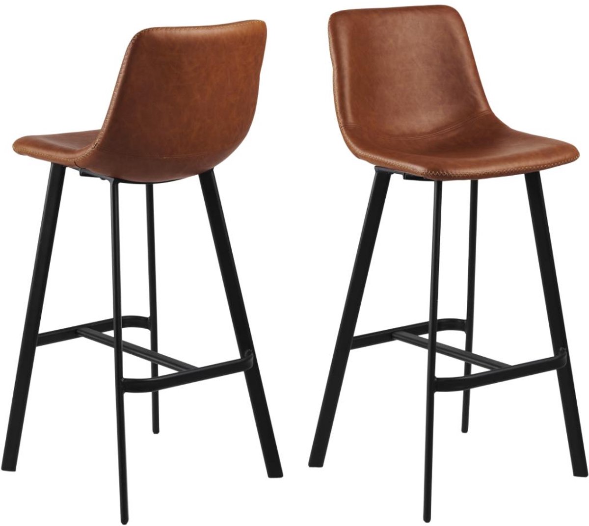 Giga Living Barkruk Isdal - Brandy PU Leer - Zithoogte 76,5cm - Set van 2