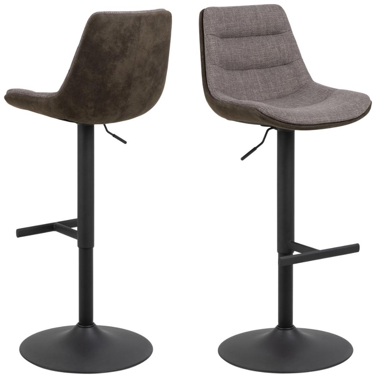 Barkruk Stof/Textiel Bruin - Zithoogte 65-84cm - 47x52,5x95cm - Giga Living - Set van 2