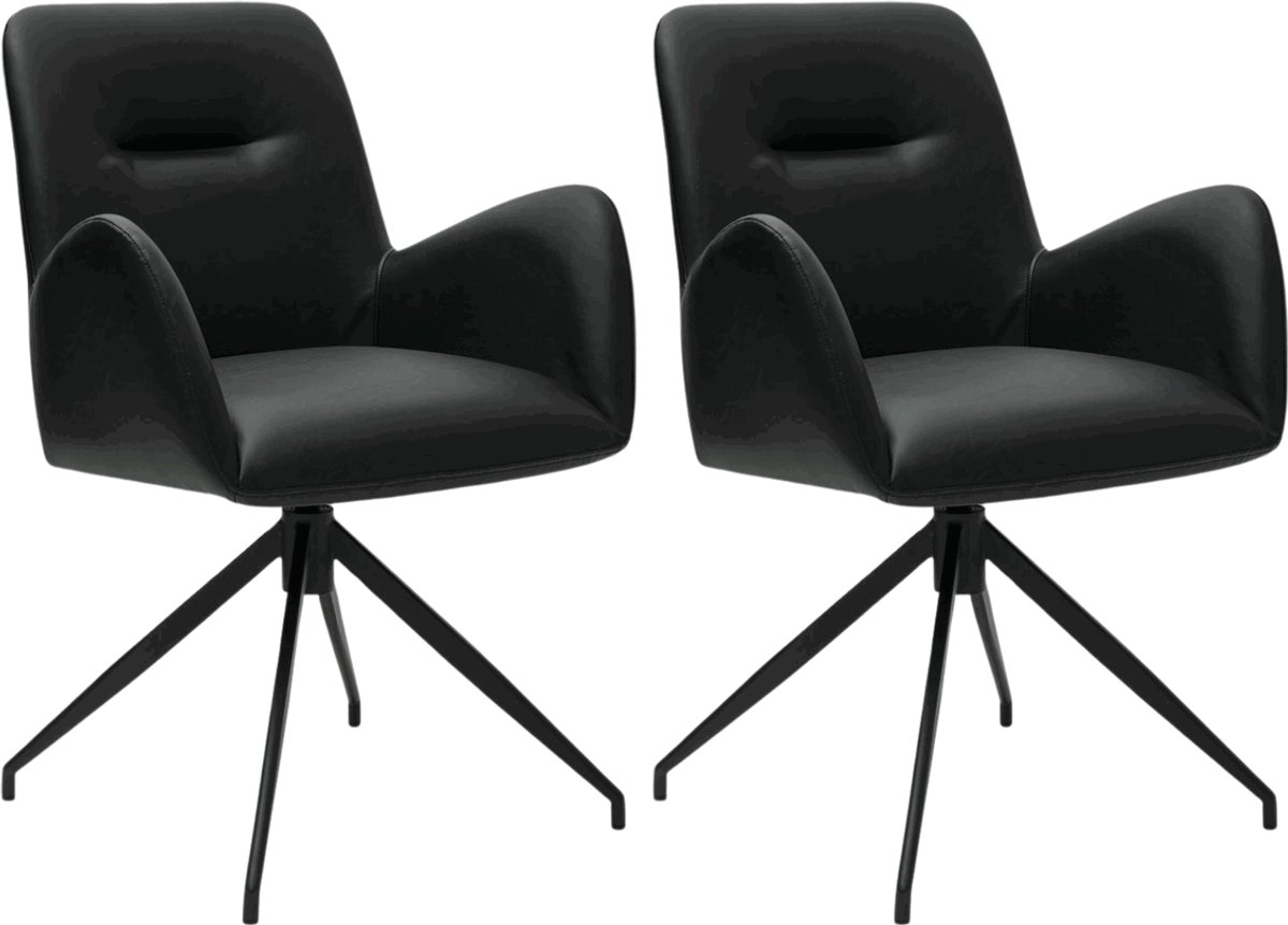 Giga Meubel Eetkamerstoel Jennifer - Zwart - Draaibaar - Set van 2